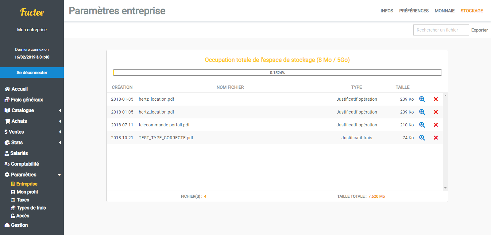 factee Gestion électronique des documents capture ecran
