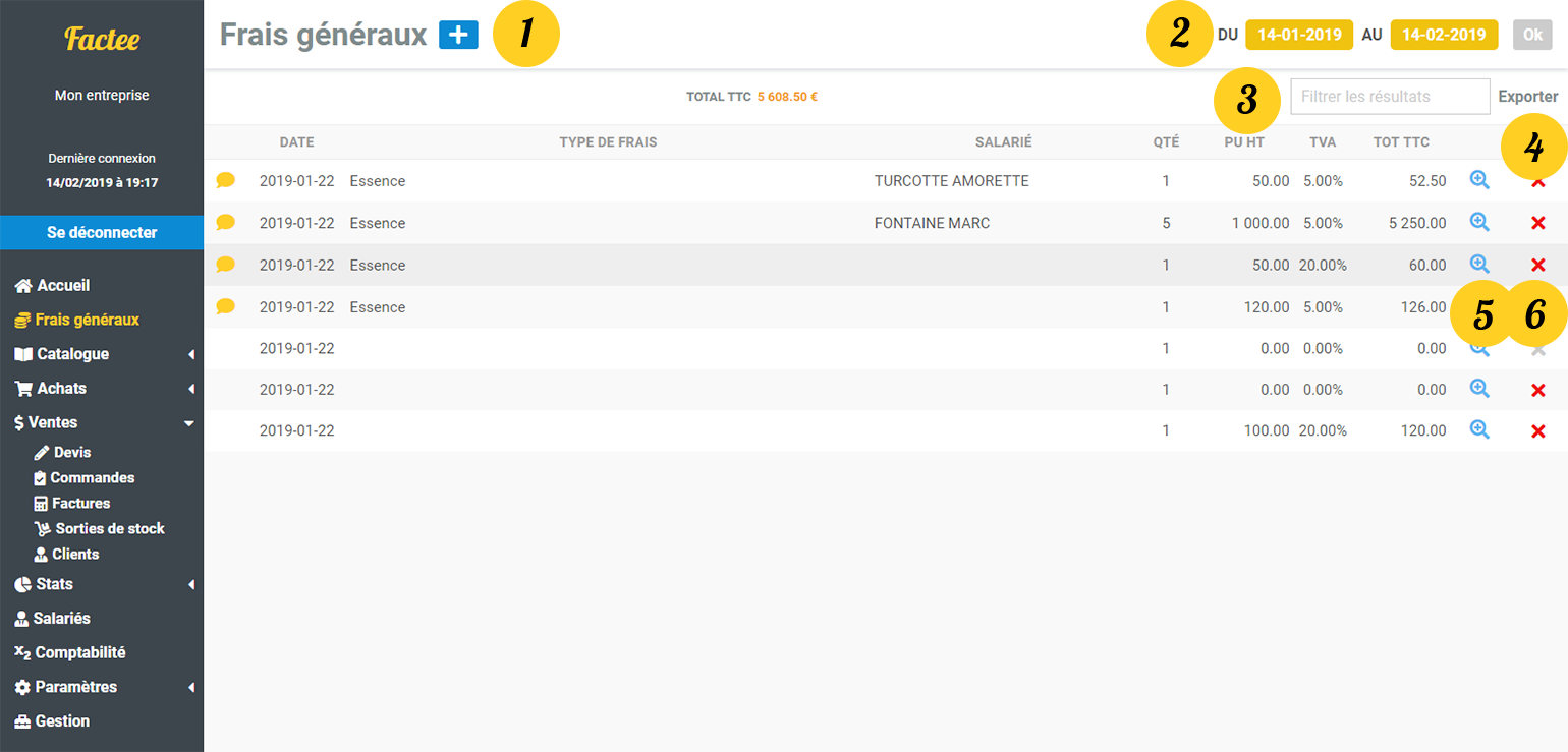 factee Frais généraux