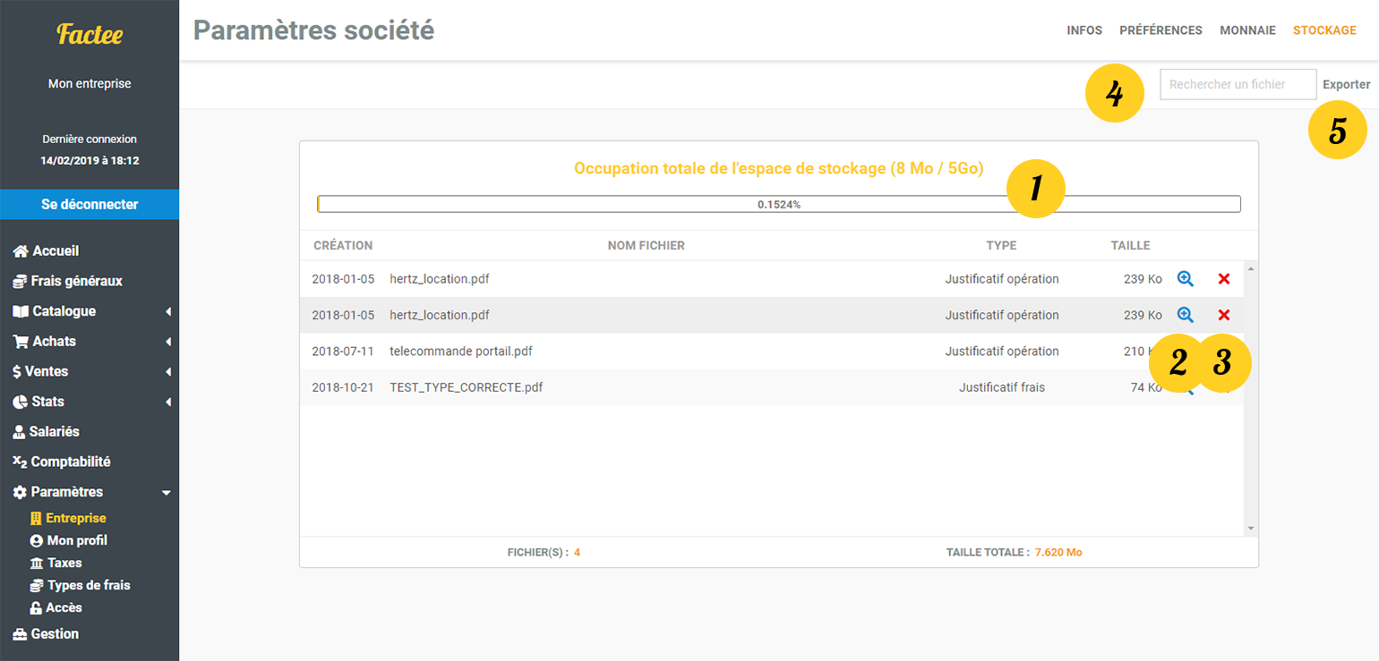factee Paramètres capture ecran 4
